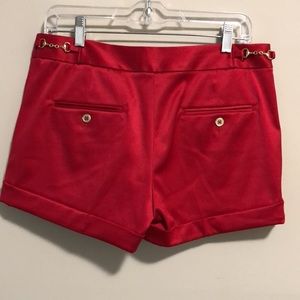 Express Design Studio Red Satin Shorts with Gold chain Detail Size 8 Like New!